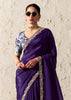 Depth Purple Designer Organza Tissue Silk Saree With Printed Blouse