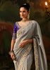 Silver Grey Embroidered Tissue Saree