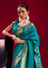 Peacock Blue Banarasi Satin Linen Silk Saree