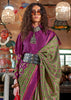 Green And Purple Printed Patola Silk Saree