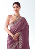 Dusky Purple Embroidered Designer Tissue Saree