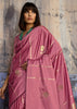 Mauve Pink Woven Banarasi Satin Silk Saree