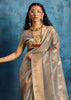 Silver Grey Woven Paithani Tissue Silk Saree