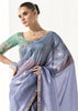 Allure Blue Designer Organza Tissue Silk Saree