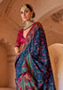 Dark Blue Printed Kashmiri Jamewar Saree
