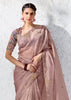 Mauve Designer Organza Silk Saree With Printed Blouse