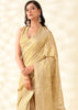 Gold Beige Woven Linen Tissue Silk Saree