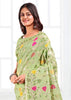 Pista Green Woven Linen Cotton Silk Saree