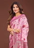 Blush Pink Woven Cotton Linen Silk Saree