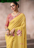 “Exclusive Offer” : Elegant Yellow Woven Cotton Silk Saree