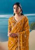Saffron Yellow Satin Organza Embroidered Saree