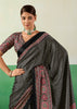 Phantom Black Printed Satin Silk Saree