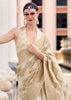 Antique White Woven Cotton Linen Silk Saree