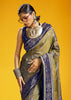 Olive Green Woven Banarasi Silk Saree
