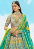 Grey And Green Heavy Embroidered Designer Lehenga Set