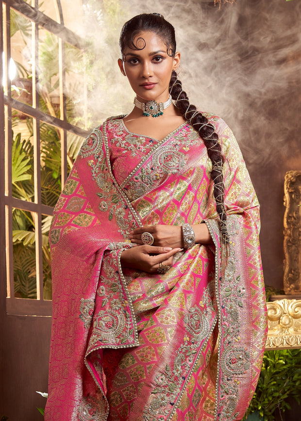 Blush Pink Embroidered Designer Saree