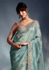 Aquamarine Blue Designer Silk Saree