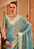 Aqua Blue Woven Banarasi Tissue Silk Saree