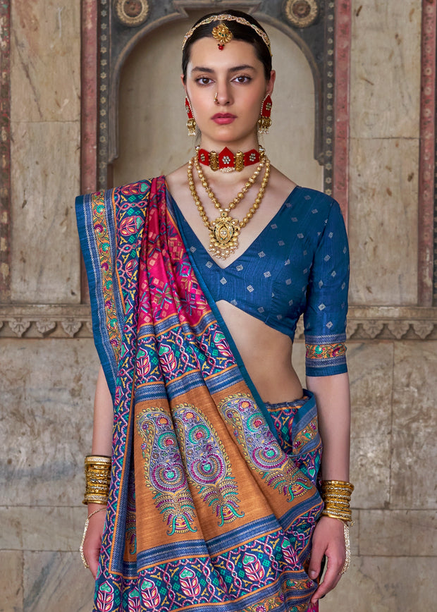 Princess Pink Patola Printed Silk Saree