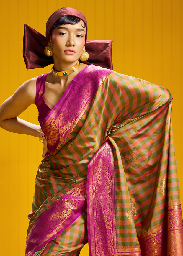 Mehndi Green Banarasi Silk Saree