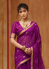 Berry Purple Woven Cotton Organza Saree