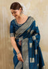 Coral Blue Woven Banarasi Silk Saree