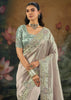 Silver Grey Embroidered Designer Saree