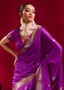 Magic Purple Banarasi Satin Linen Silk Saree