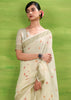 Off White Woven Linen Silk Saree