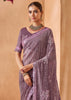 Dusky Purple Designer Tissue Silk Saree