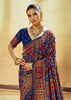 Navy Blue Woven Cotton Kashmiri Jamewar Saree