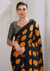 Orange Printed Satin Silk Saree