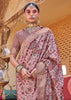 Mist Purple Floral Printed Silk Saree With Contrast Border