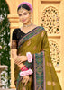 Olive Green Woven Banarasi Silk Saree
