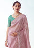 Delight Pink Embroidered Designer Tissue Saree