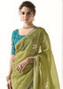Lime Green Designer Organza Tissue Silk Saree