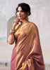 Gloden Wine Woven Tissue Silk Saree