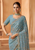 Heritage Blue Designer Tissue Silk Saree