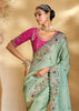 Mint Green Embroidered Kanjivaram Silk Saree