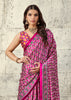 Elegant Pink Printed Satin Silk Saree