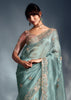 Aquamarine Blue Designer Silk Saree