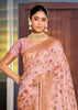 Lilac Pink Woven Banarasi Silk Saree With Brocade Blouse