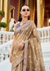 Almond Beige Woven Tissue Silk Saree