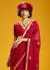 Festive Red Woven Munga Cotton Silk Saree
