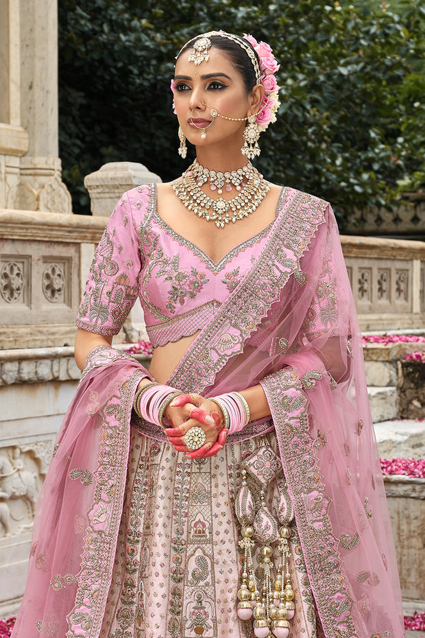 Blush Pink Heavy Embroidered Designer Lehenga