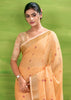 Orange Peach Woven Linen Silk Saree