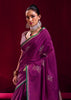 Phlox Purple Woven Banarasi Satin Linen Silk Saree
