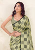 Pistachio Green Woven Linen Silk Saree