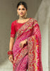Pink Embroidered Georgette Bandhej Saree