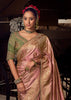 “Exclusive Offer” : Polignac Pink Woven Banarasi Satin Silk Saree